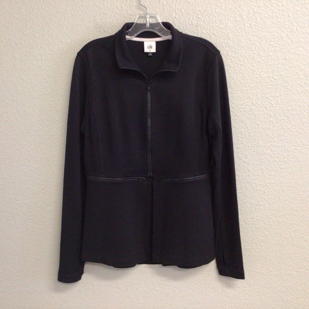 Cabi Relax Convertible Stretch Ponte Knit Long Black Zip Jacket 5655 Sz Medium - Picture 14 of 14